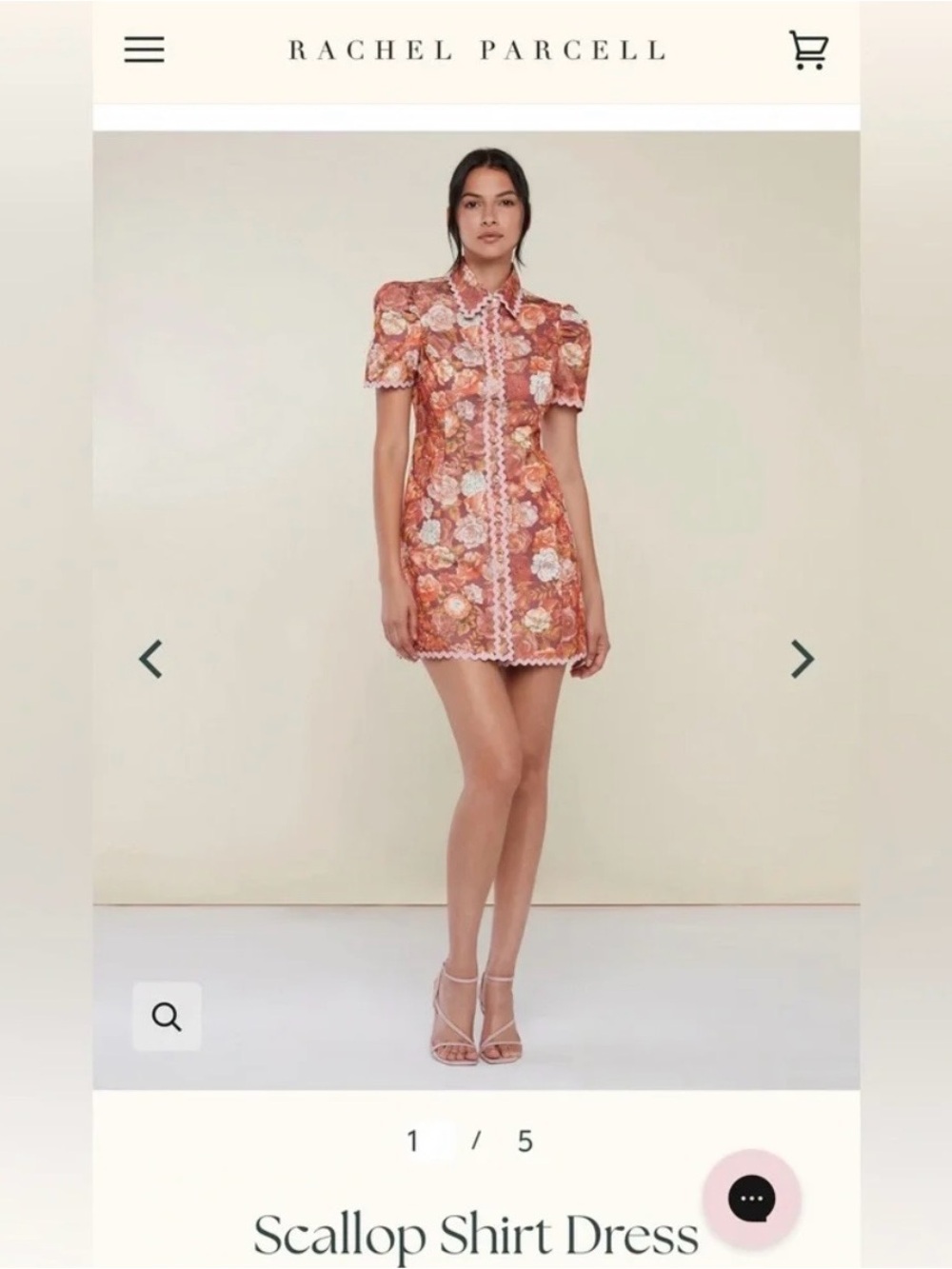 Rachel Parcell Scallop Shirt Dress in Wine Red Floral Size 4